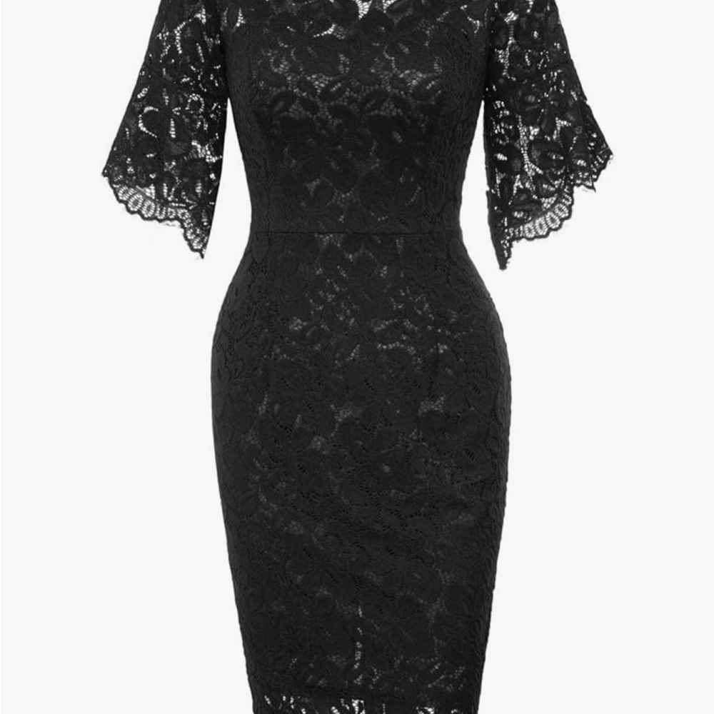 Grace Karin Black Sheath Dress with Bell Sleeves